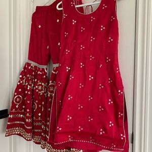 Magenta Hot Pink Gharara Sharara Punjabi Indian Salwar Kameez Party Wear